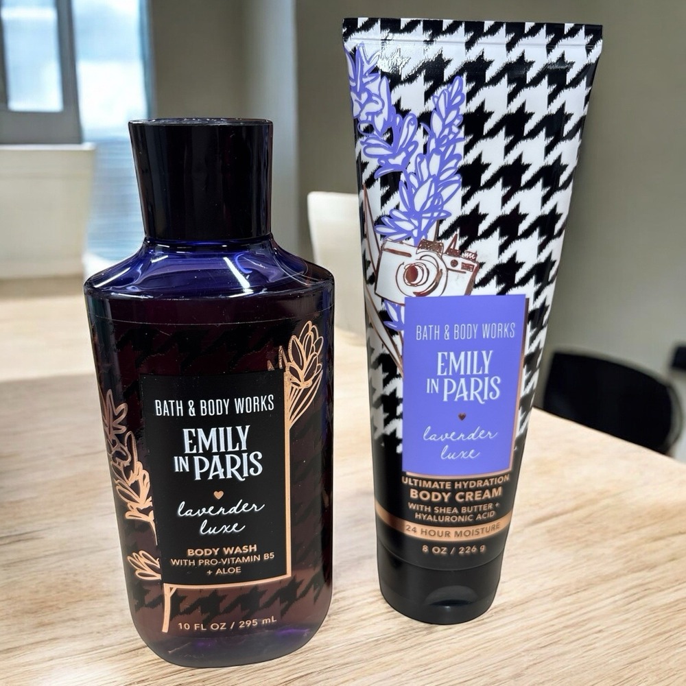 Bath & Body Works Emily In Paris (Lavender Luxe Set) Full Size Body Wash & Cream